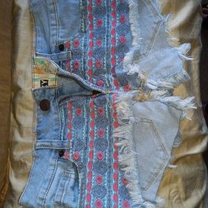 Denim pattern shorts